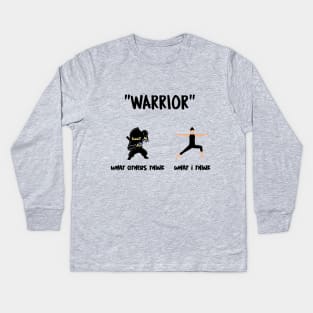 Are You Thinking What I'm Thinking? Warrior Yoga Pose Kids Long Sleeve T-Shirt